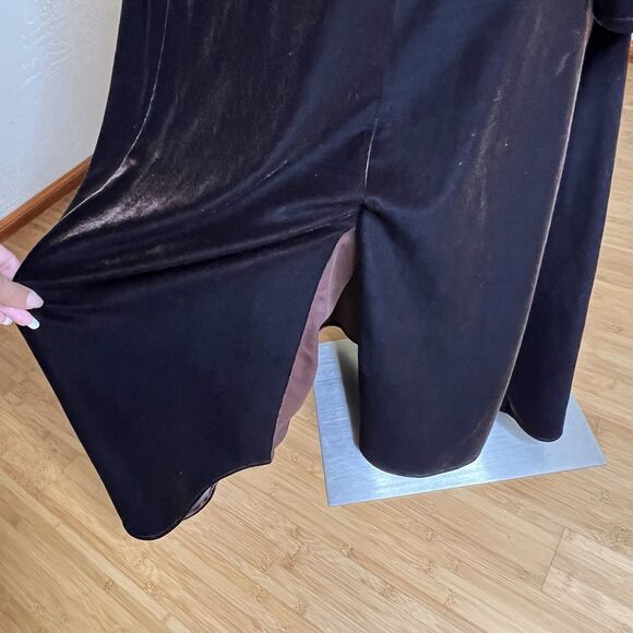 Rene Ruiz Collection Midi Dress Womens 4 Velvet Brown Mock Neck Cutout Chest - Picture 6 of 11